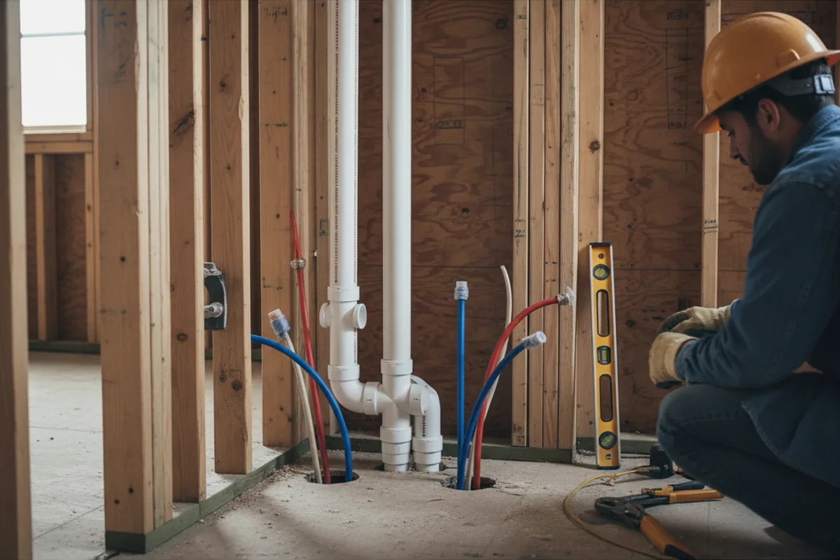 Drain and supply rough-in during Leak Detection in Temperanceville