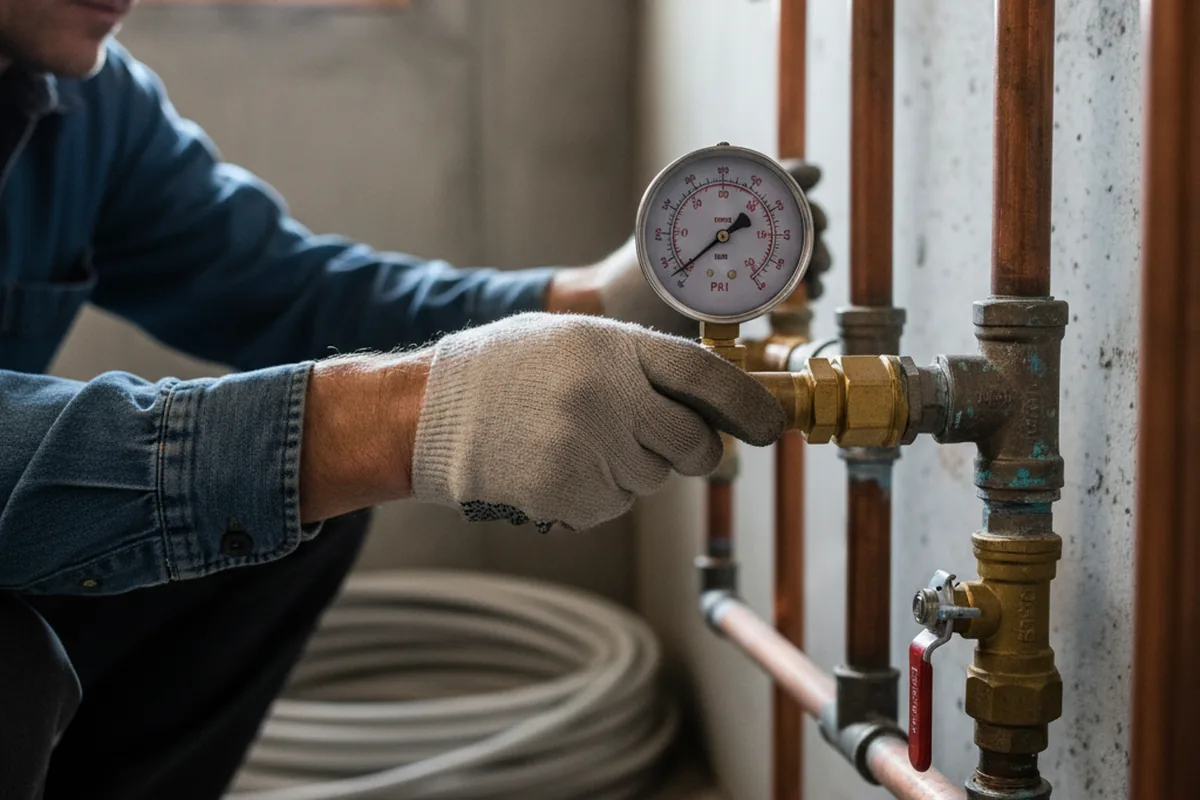 Pressure testing a repaired line during Water Line Repair in Temperanceville